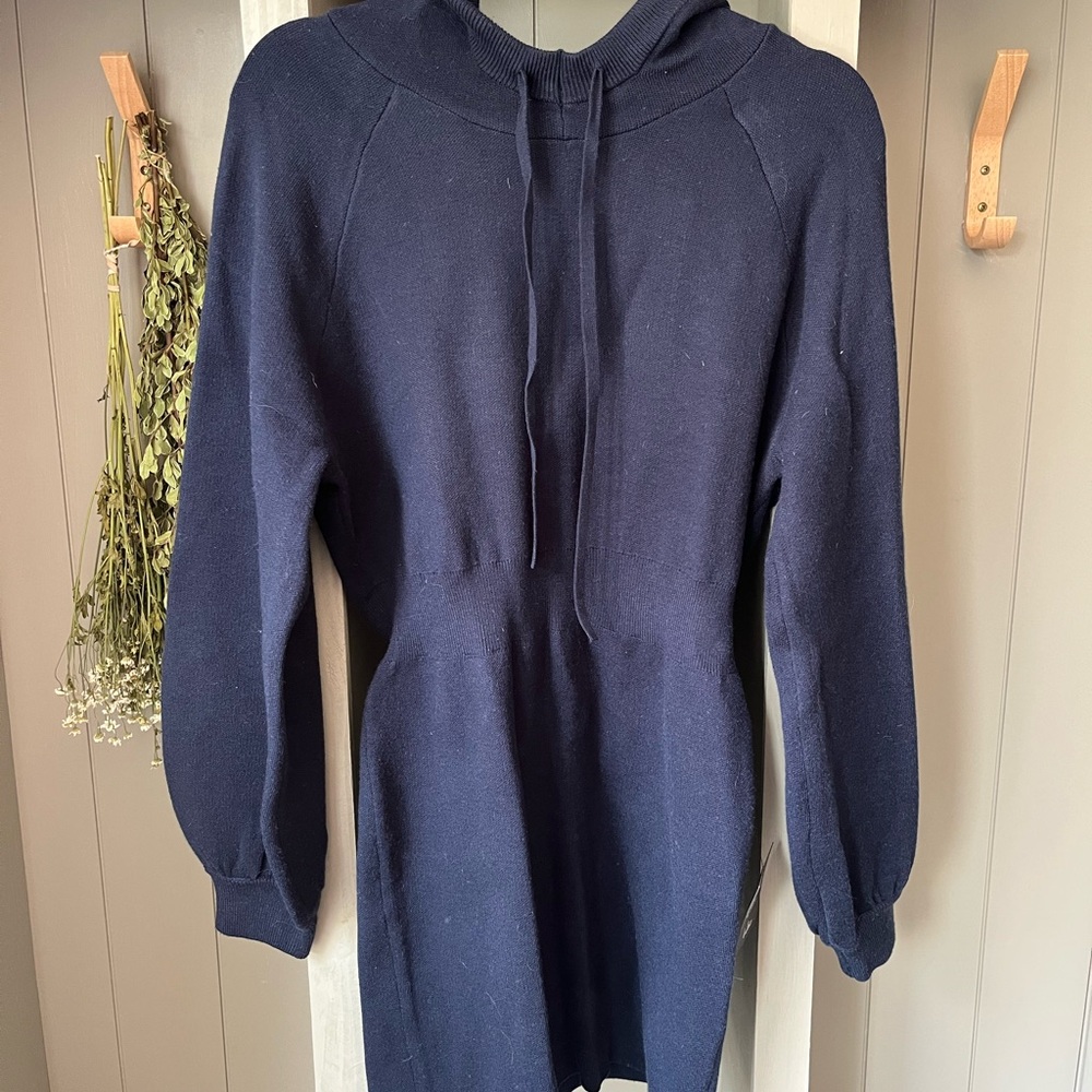 Lulu's Deep Blue Knit Hoodie